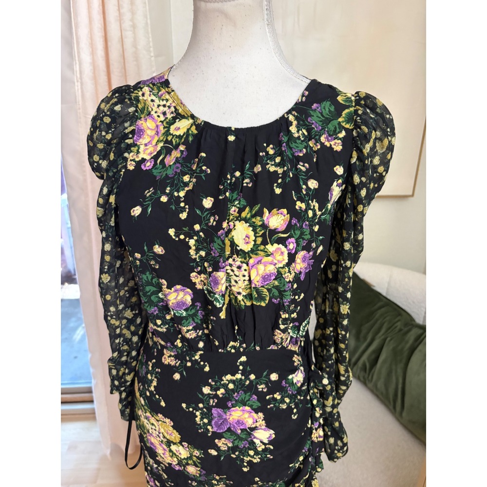 FOR LOVE & LEMONS Ross Midi Dress Floral Ruffle Open Back Size Small - Picture 5 of 12